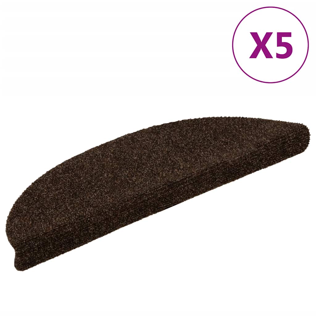 Trapmatten Zelfklevend 5 stuks 56x17x3 cm Bruin Halfrond