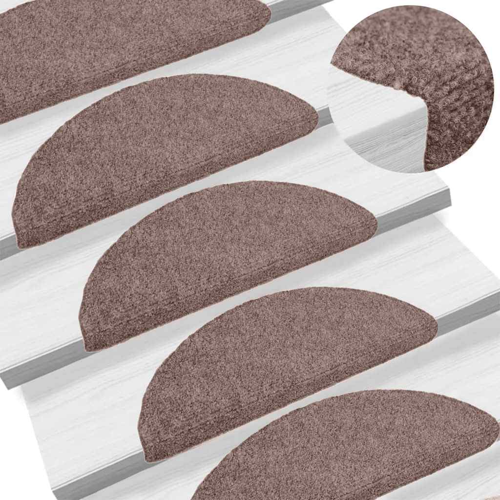 Trapmatten Zelfklevend 5 stuks 65x21x4 cm lichtbruin Halfrond Groot