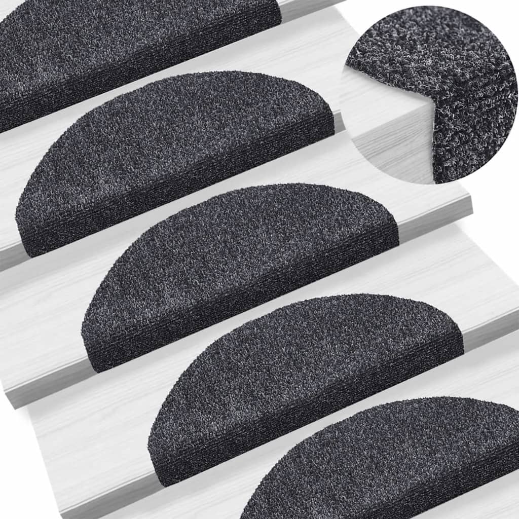 Trapmatten Zelfklevend 10 st 65x21x4 cm Donkergrijs Halfrond Groot