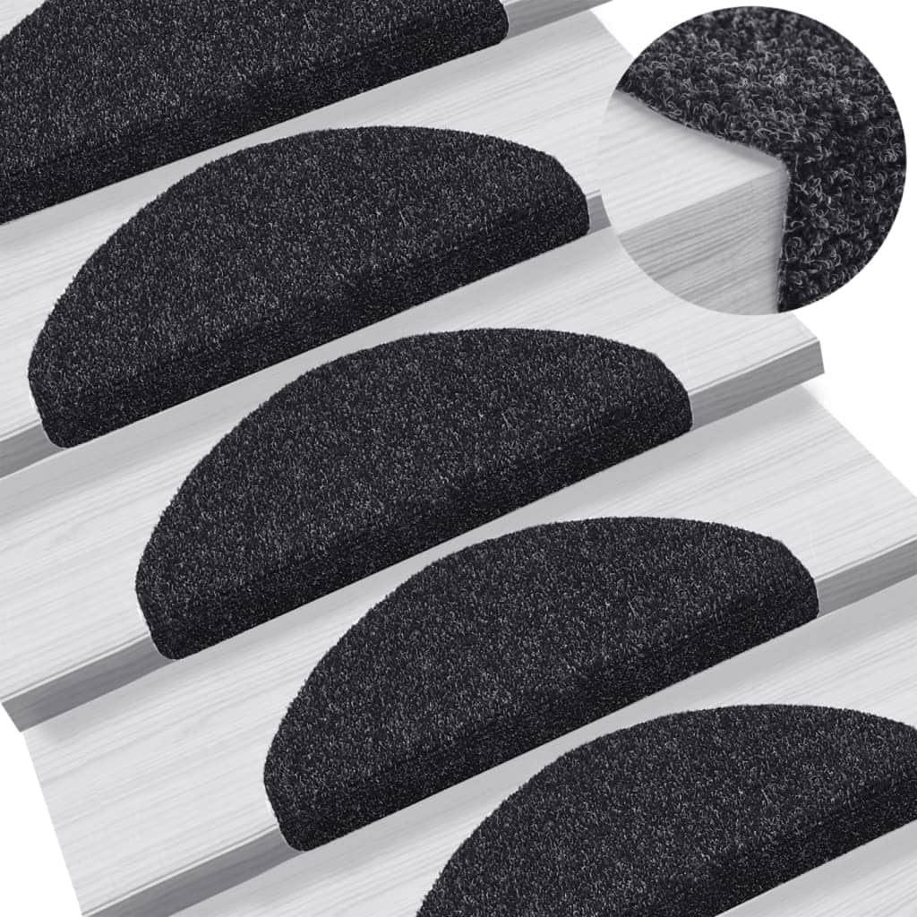 Trapmatten Zelfklevend 10 stuks 65x21x4 cm Zwart Halfrond Groot