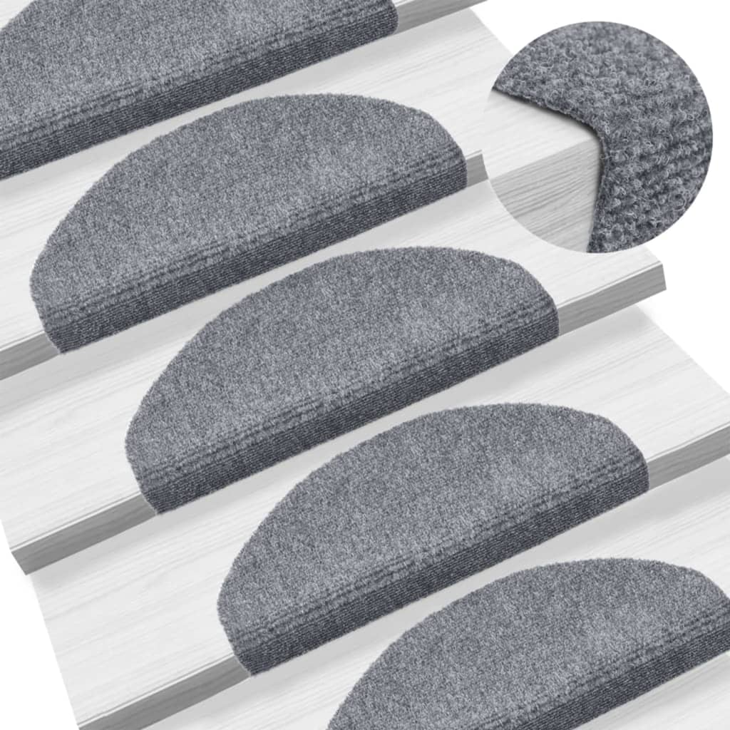 Trapmatten Zelfklevend 5 stuks 65x21x4 cm Lichtgrijs Halfrond Groot