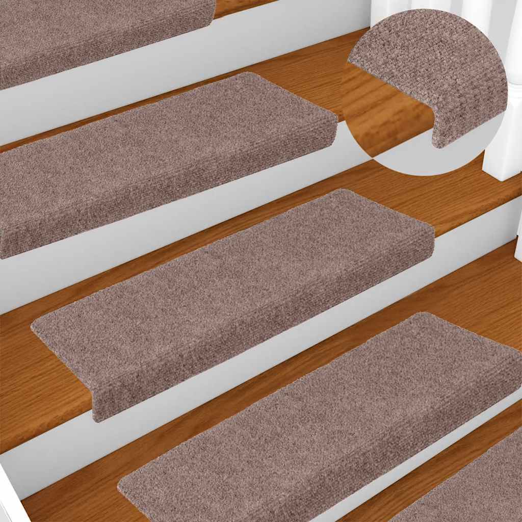 Trapmatten Zelfklevend 5 stuks 65x21x4 cm lichtbruin Rechthoekige Rand