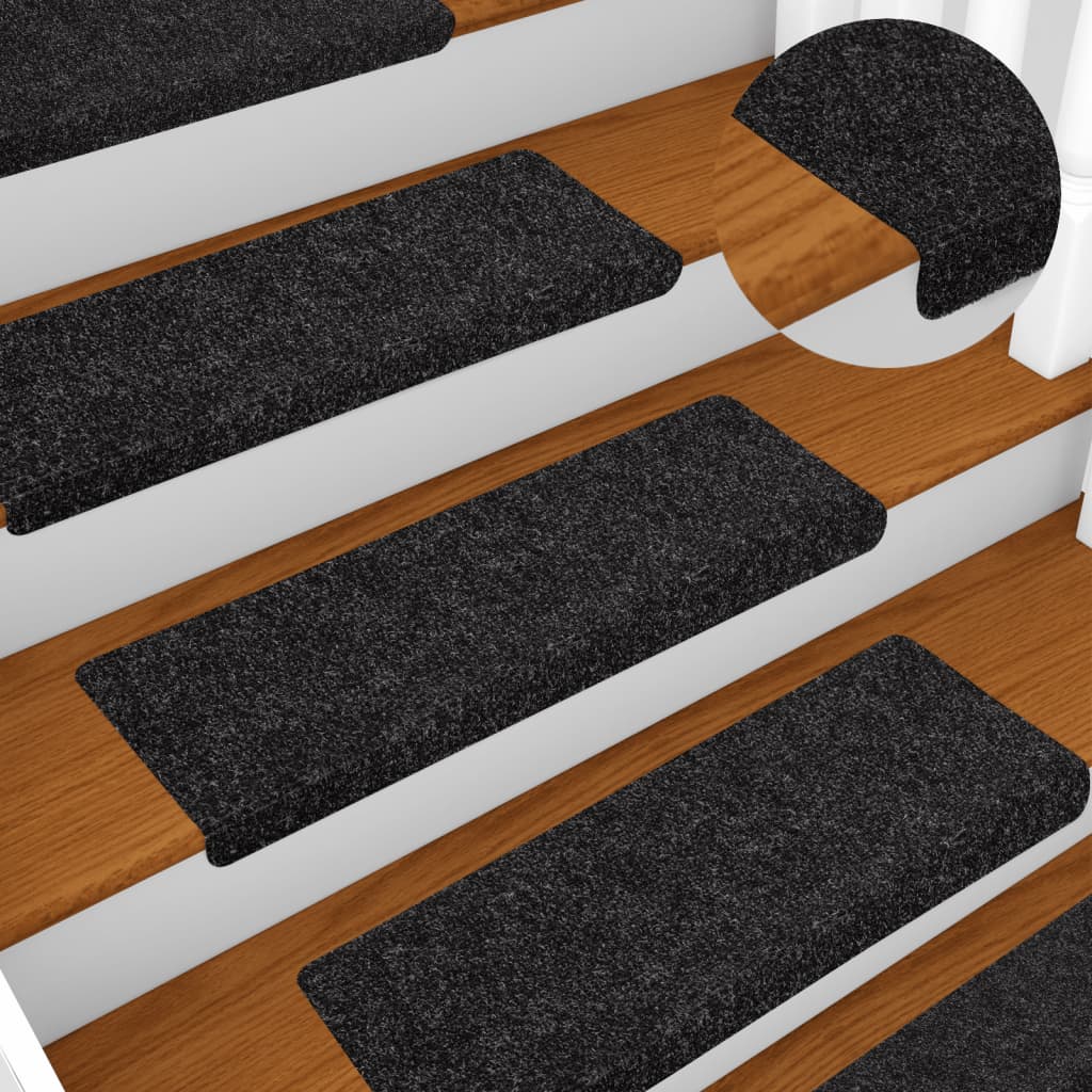 Trapmatten Zelfklevend 10 stuks 65x21x4 cm Zwart Rechthoekige Rand