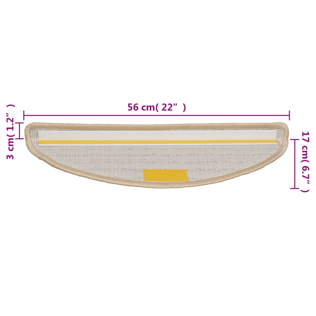 Trapmatten 10 st 56x17x3 cm crème halfrond – afbeelding 8