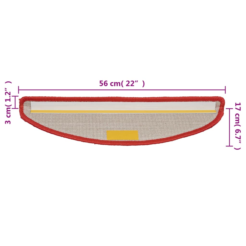 Trapmatten 10 st 56x17x3 cm Rood Halfrond – afbeelding 8