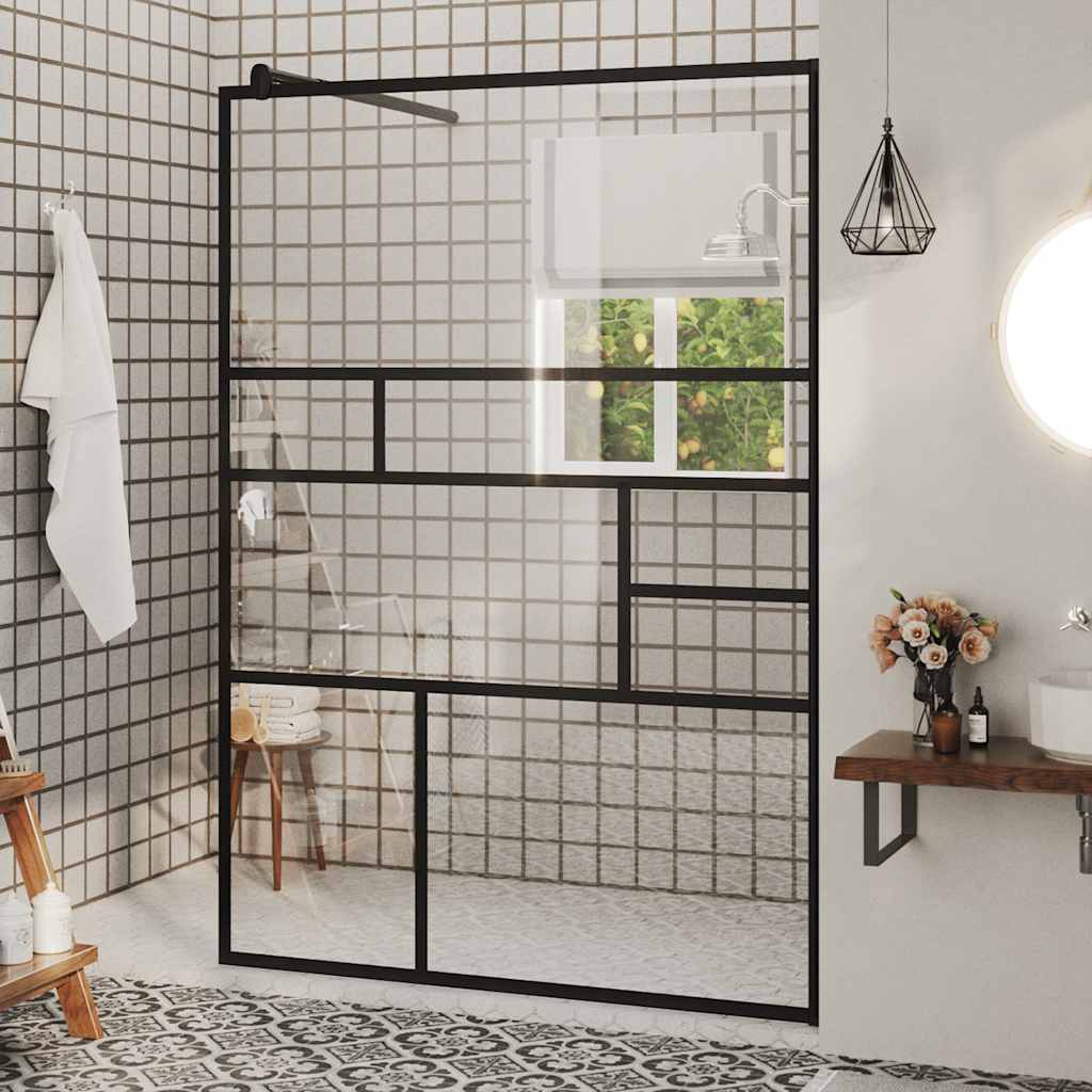 Inloopdouchewand 115x195 cm ESG-glas transparant en zwart
