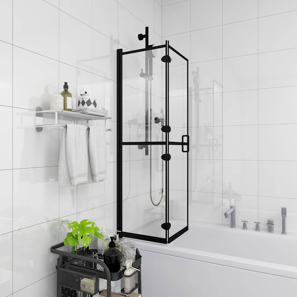 Douchewand inklapbaar 100x140 cm ESG zwart