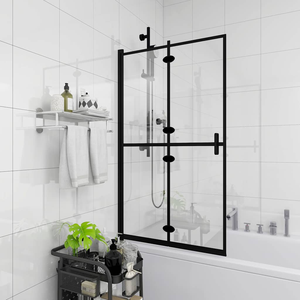 Douchewand inklapbaar 100x140 cm ESG zwart – afbeelding 3