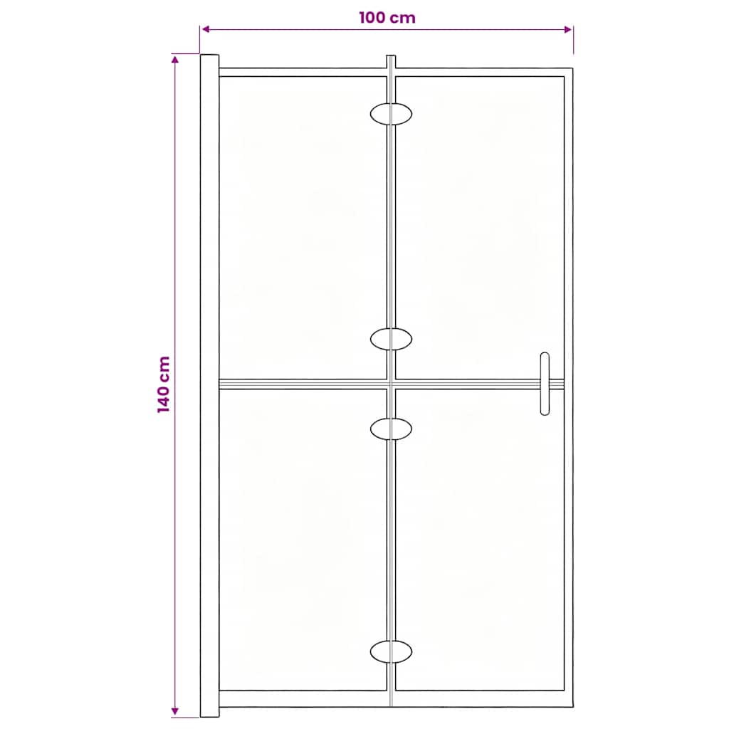 Douchewand inklapbaar 100x140 cm ESG zwart – afbeelding 7