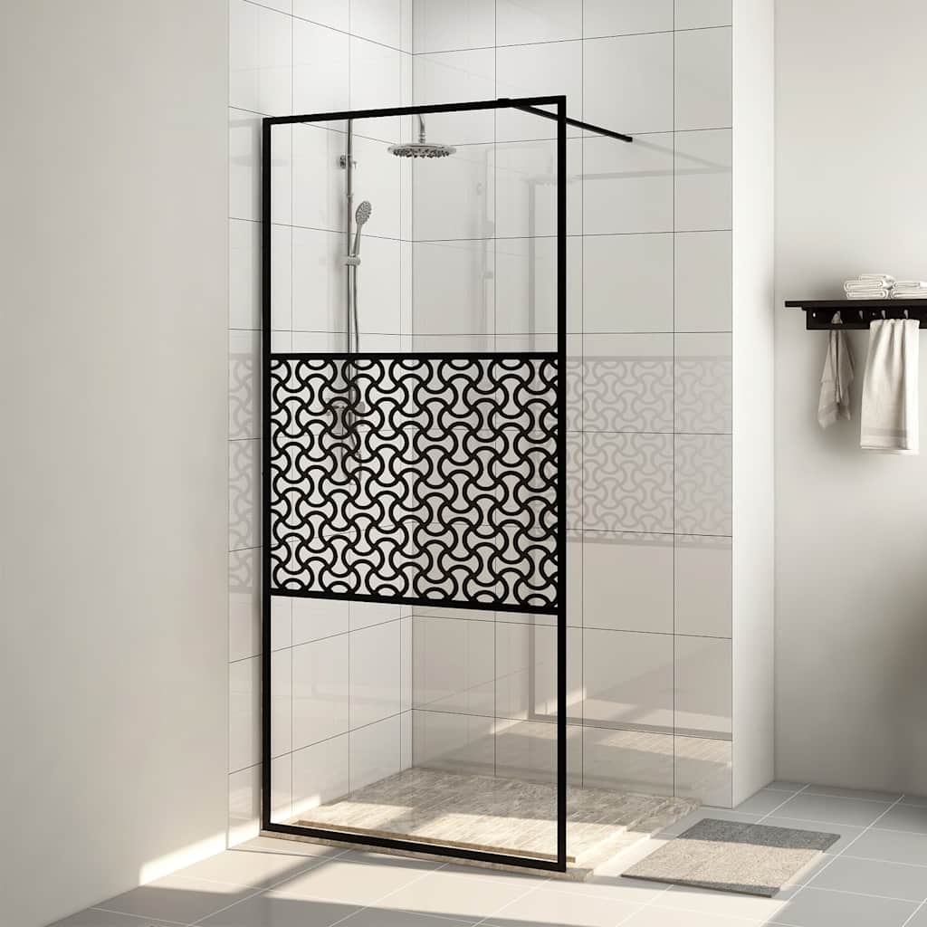 Inloopdouchewand 80x195 cm ESG-glas transparant en zwart