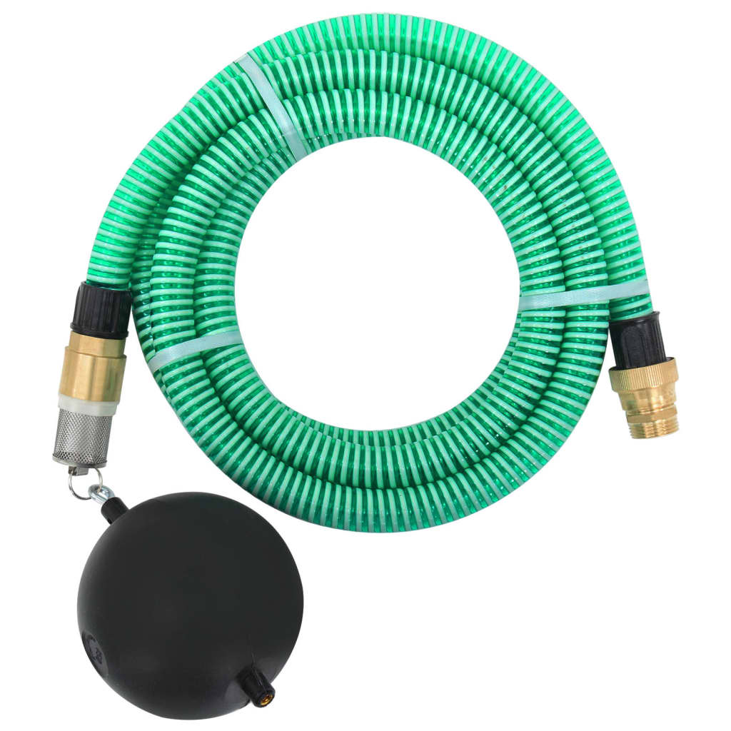 Zuigslang met messing koppelingen 1,1'' 7 m PVC groen – afbeelding 1
