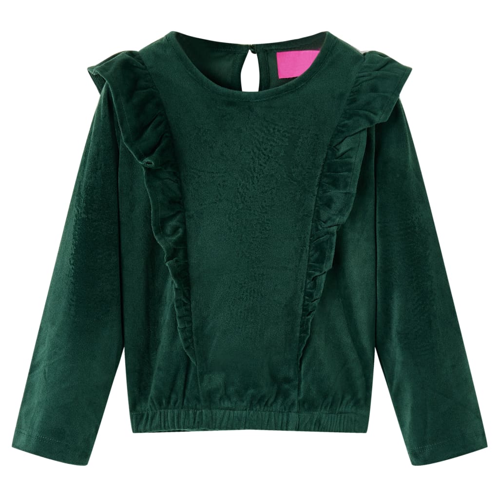 Kinderblouse met ruches 104 donkergroen