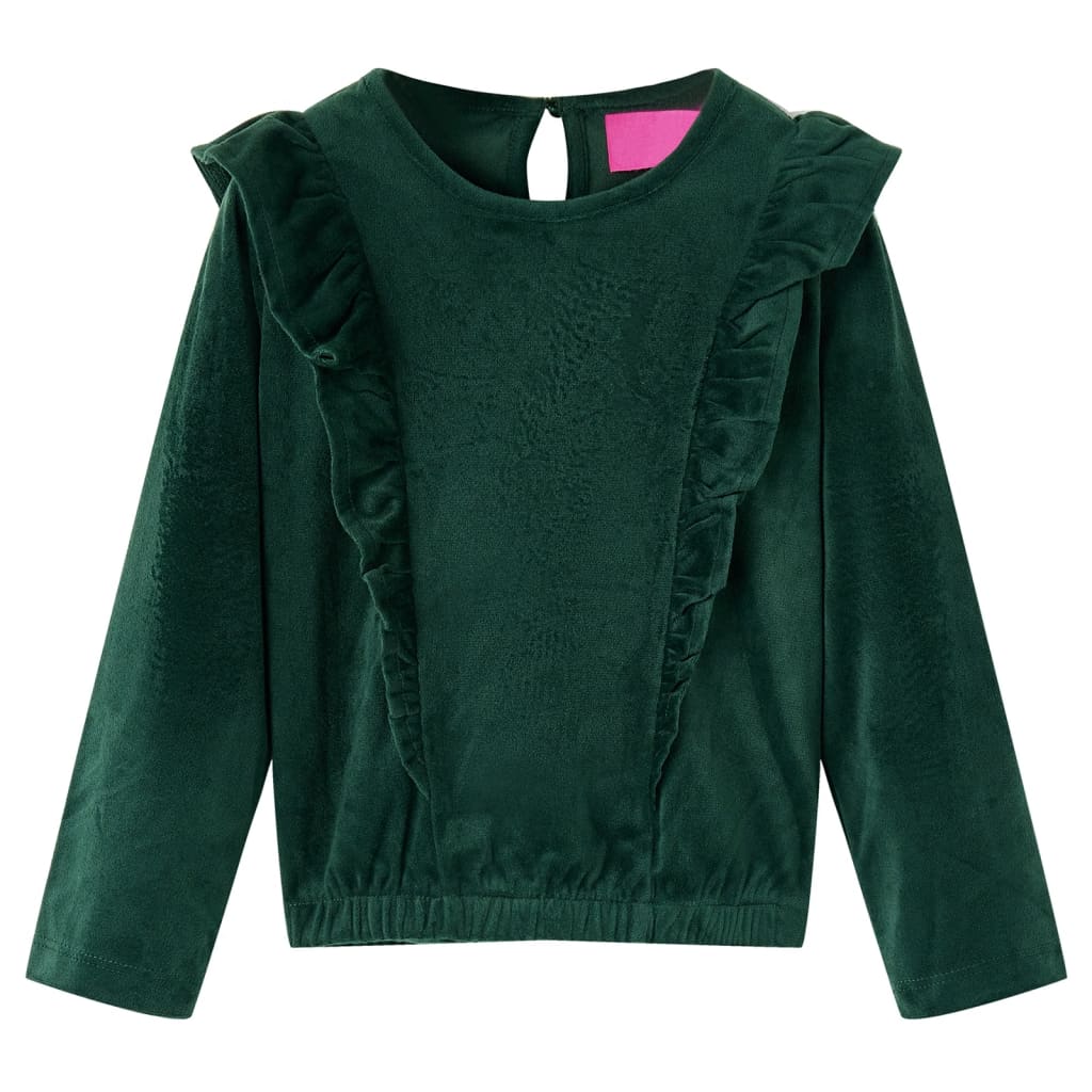 Kinderblouse met ruches 140 donkergroen – afbeelding 1