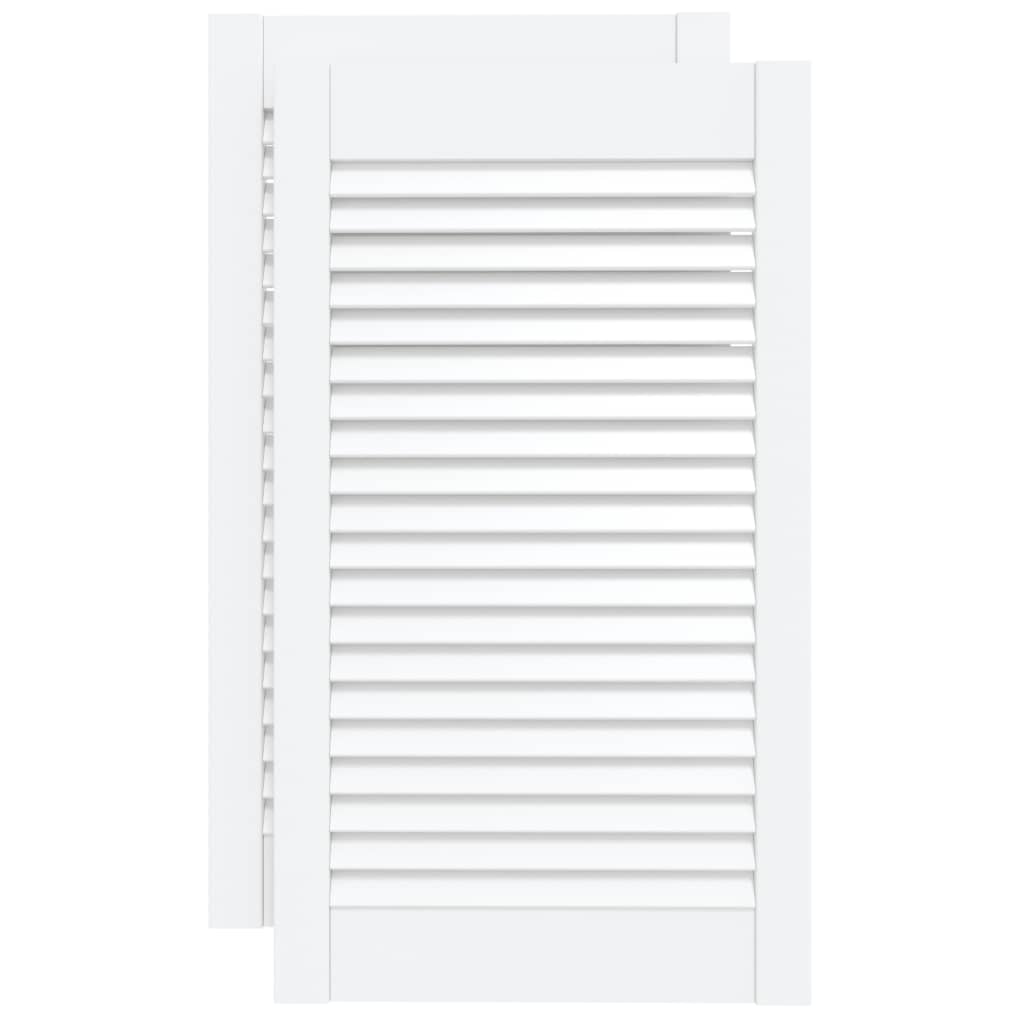 Kastdeuren met lamellen 2 st 69x39,4 cm massief grenenhout wit – afbeelding 2