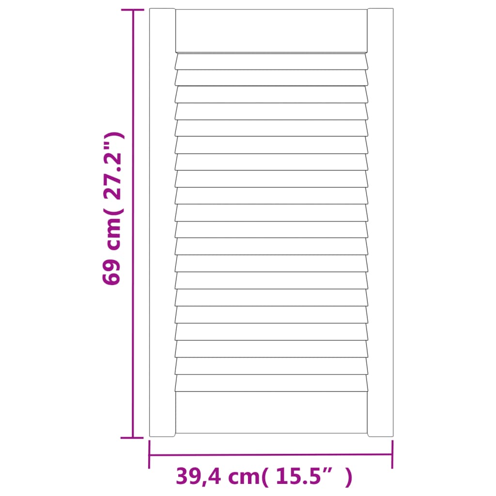Kastdeuren met lamellen 2 st 69x39,4 cm massief grenenhout wit – afbeelding 6