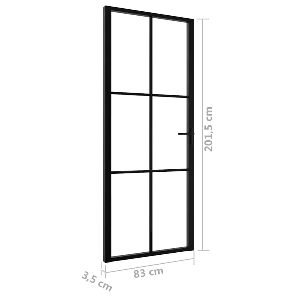 Binnendeur 83x201,5 cm ESG-glas en aluminium zwart – afbeelding 6