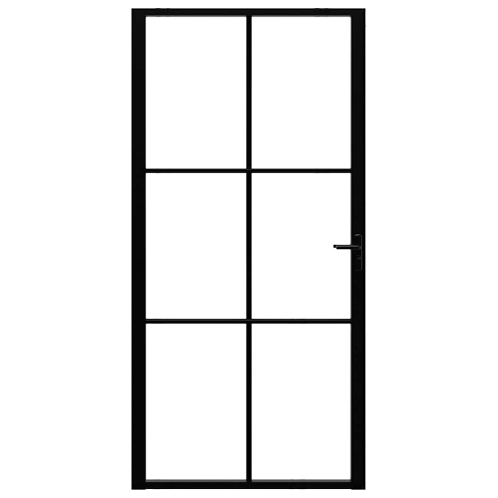 Binnendeur 102,5x201,5 cm ESG-glas en aluminium zwart – afbeelding 3