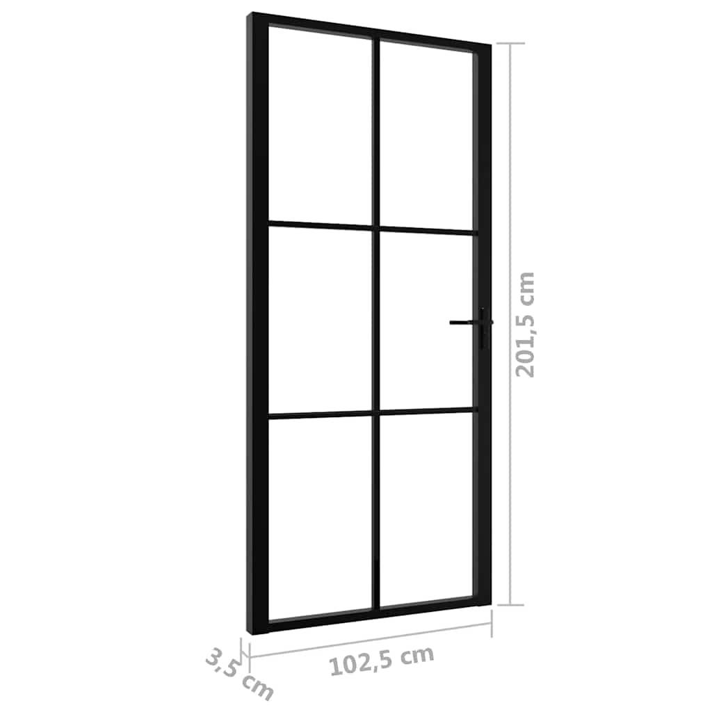 Binnendeur 102,5x201,5 cm ESG-glas en aluminium zwart – afbeelding 6