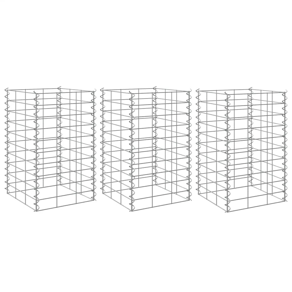 Gabion plantenbakken 3 st verhoogd 30x30x50 cm ijzer