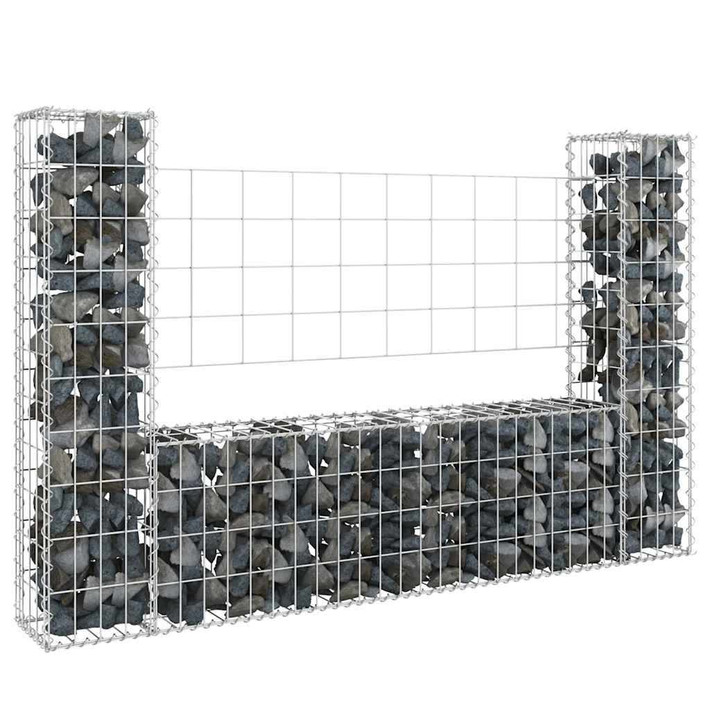 Schanskorf U-vormig met 2 palen 140x20x100 cm ijzer