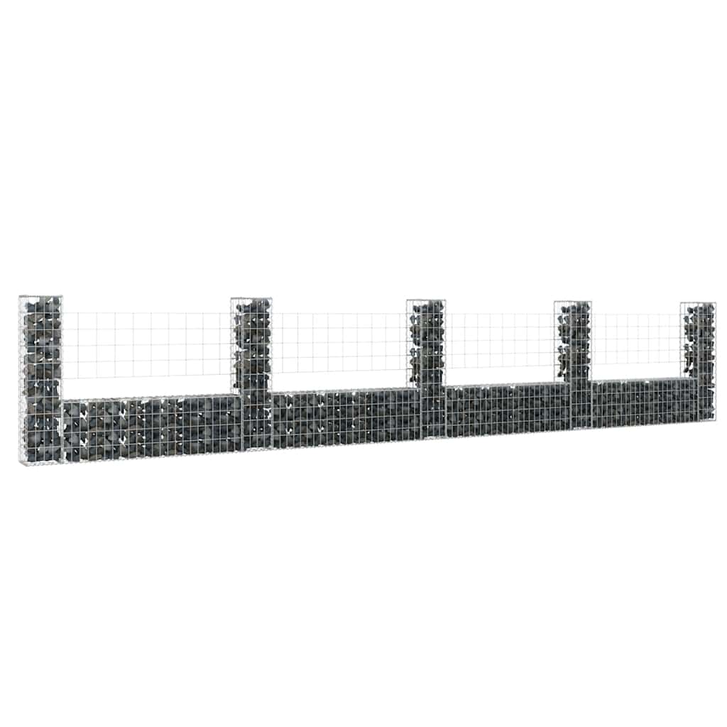Schanskorf U-vormig met 5 palen 500x20x100 cm ijzer – afbeelding 1