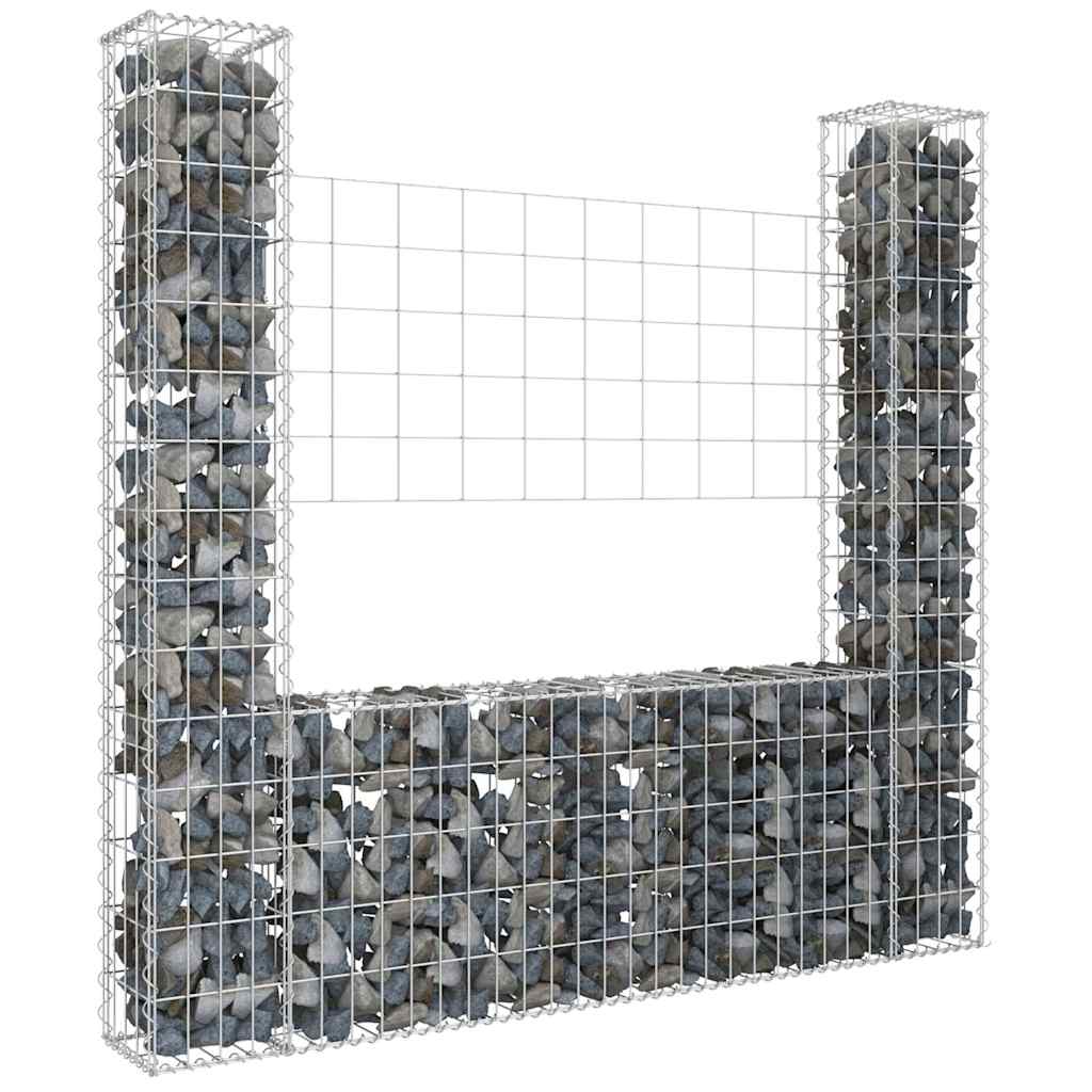 Schanskorf U-vormig met 2 palen 140x20x150 cm ijzer