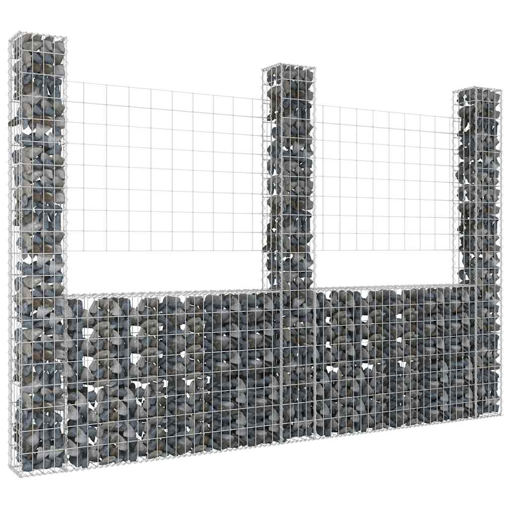 Schanskorf U-vormig met 3 palen 260x20x200 cm ijzer