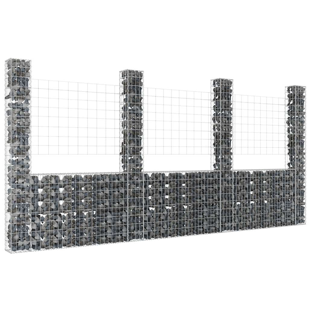 Schanskorf U-vormig met 4 palen 380x20x200 cm ijzer