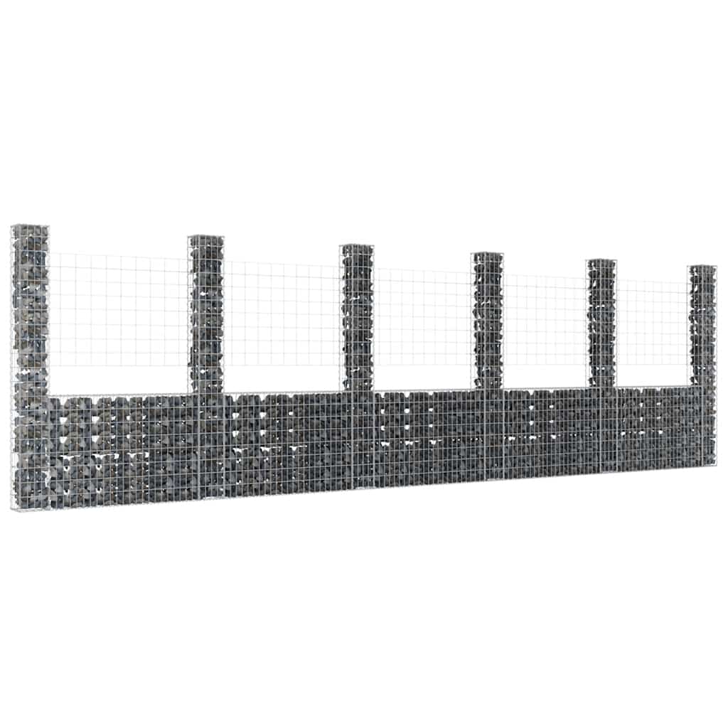 Schanskorf U-vormig met 6 palen 620x20x200 cm ijzer – afbeelding 1