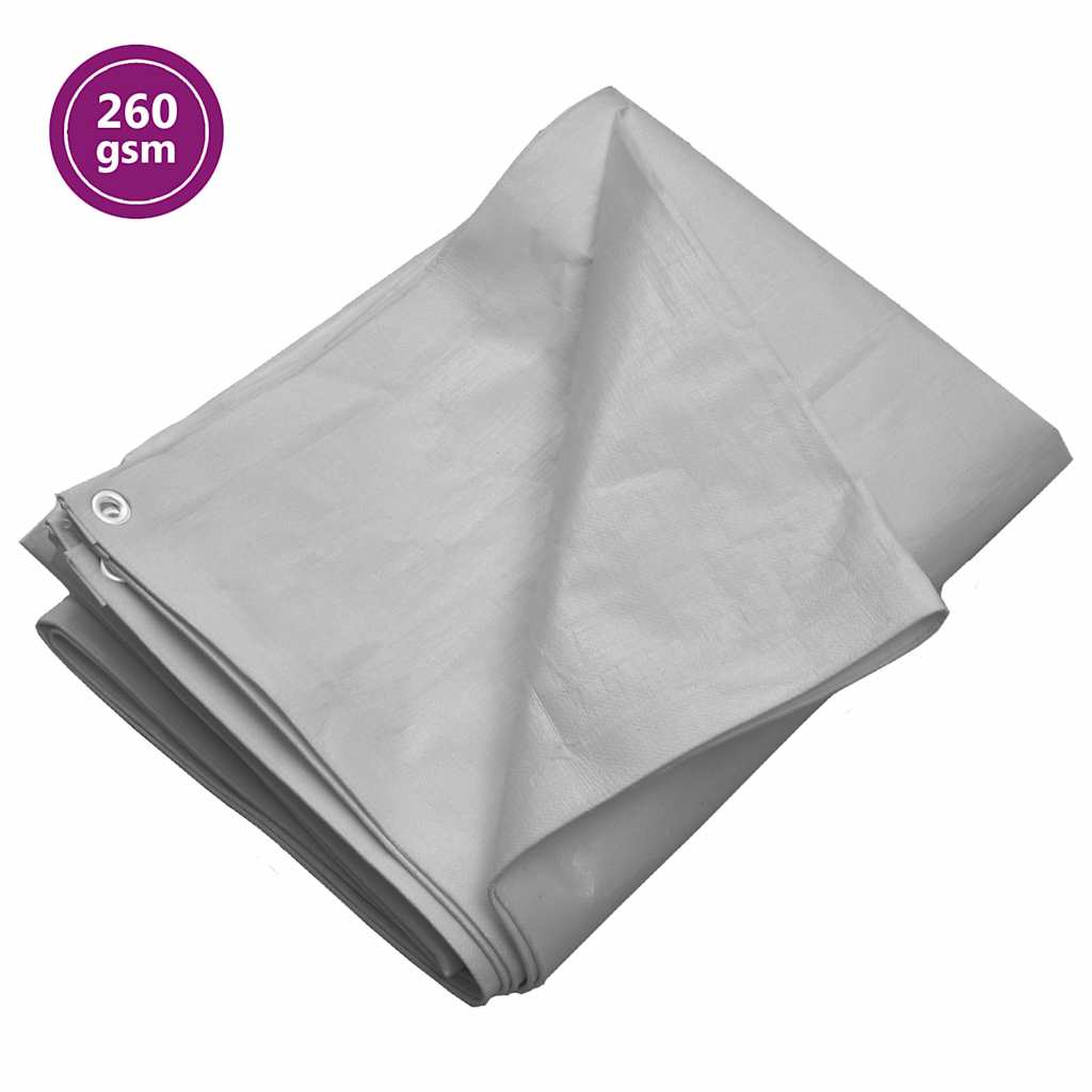 Dekzeil 260 g/m² 8x12 m HDPE grijs