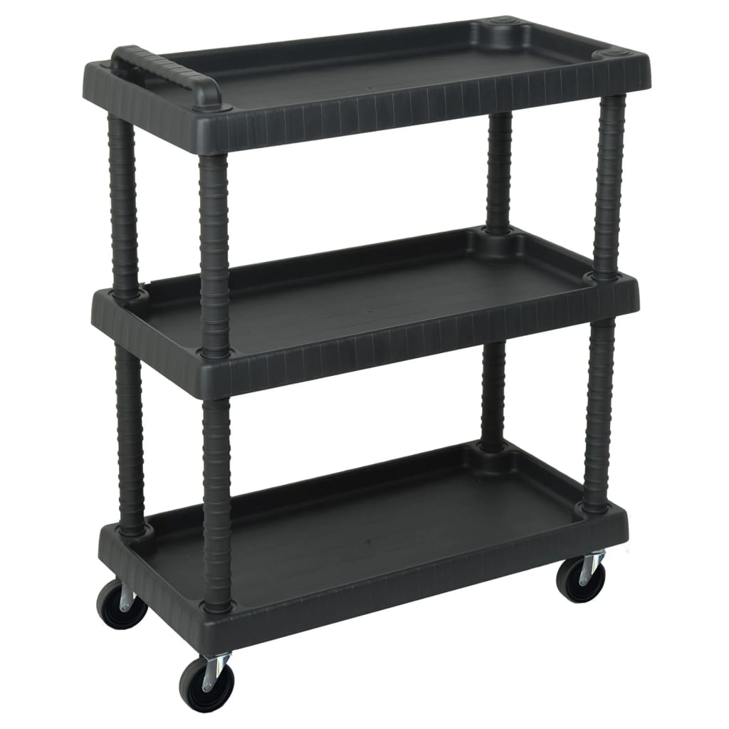 Gereedschapswagen 3-laags 75x37,5x92 cm polypropeen zwart