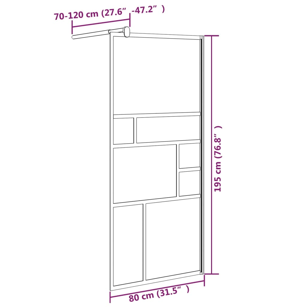 Inloopdouchewand 80x195 cm ESG-glas wit – afbeelding 7