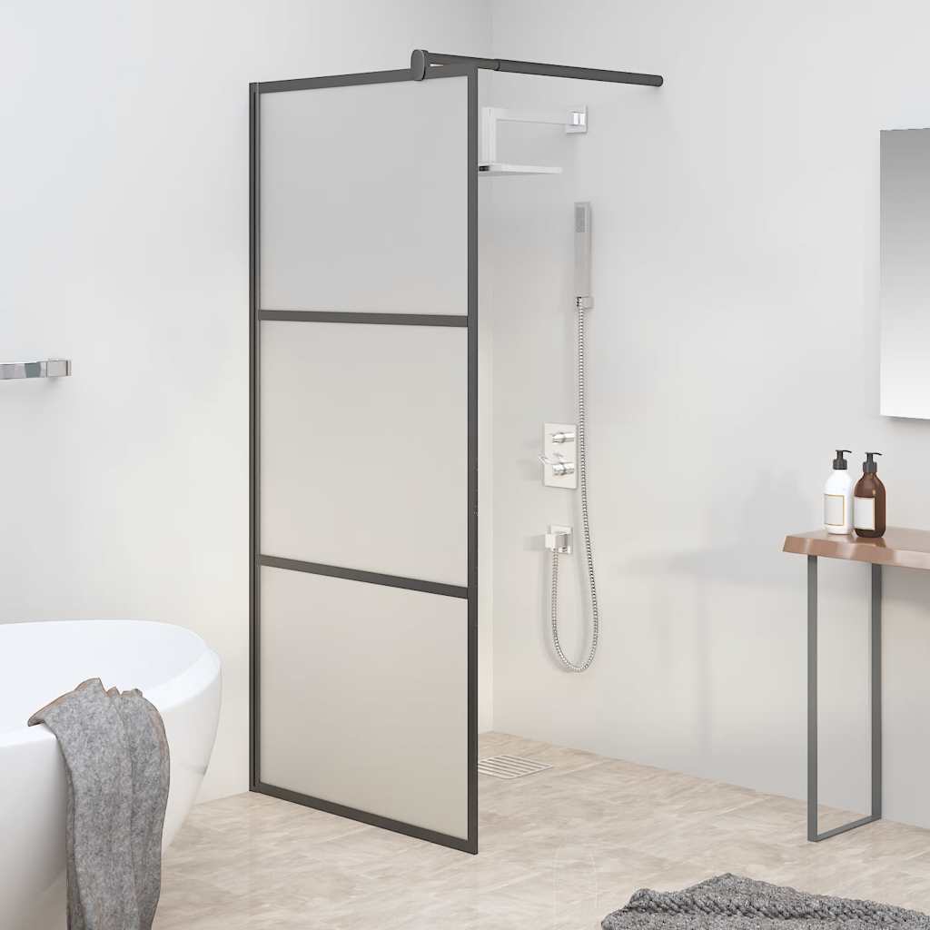 Inloopdouchewand 80x195 cm mat ESG-glas zwart