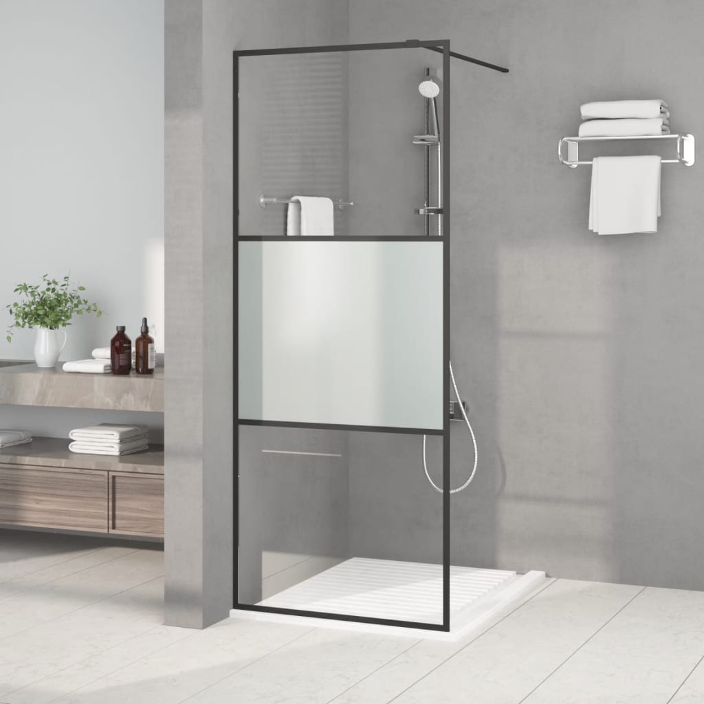 Inloopdouchewand 80x195 cm halfmat ESG-glas zwart