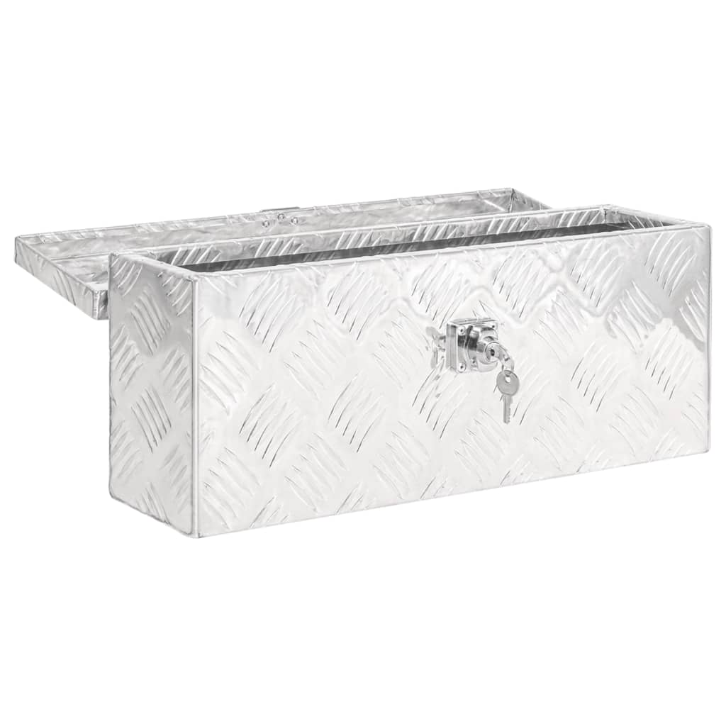 Opbergbox 50x15x20,5 cm aluminium zilverkleurig – afbeelding 5