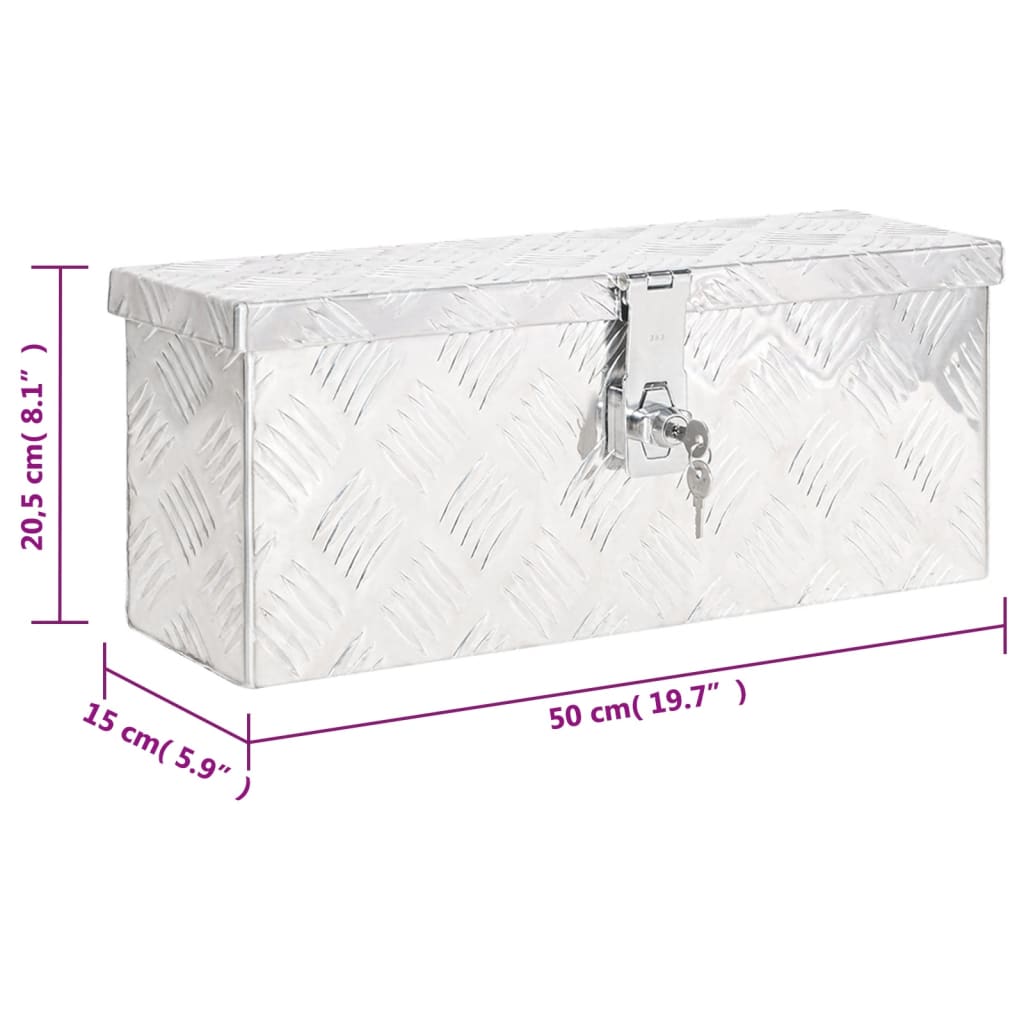 Opbergbox 50x15x20,5 cm aluminium zilverkleurig – afbeelding 8