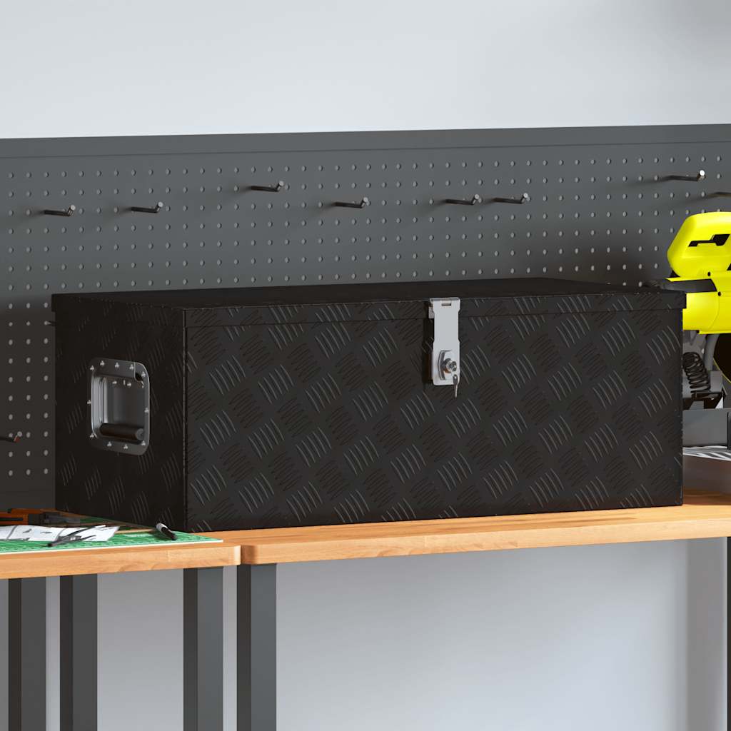 Opbergbox 80x39x30 cm aluminium zwart