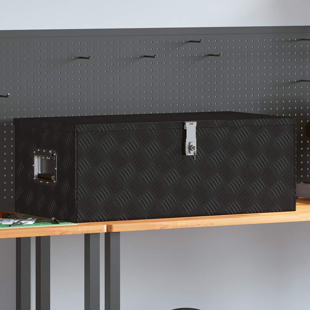 Opbergbox 90x47x33,5 cm aluminium zwart