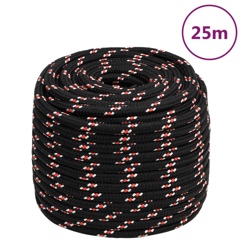 Boot touw 16 mm 25 m polypropyleen zwart