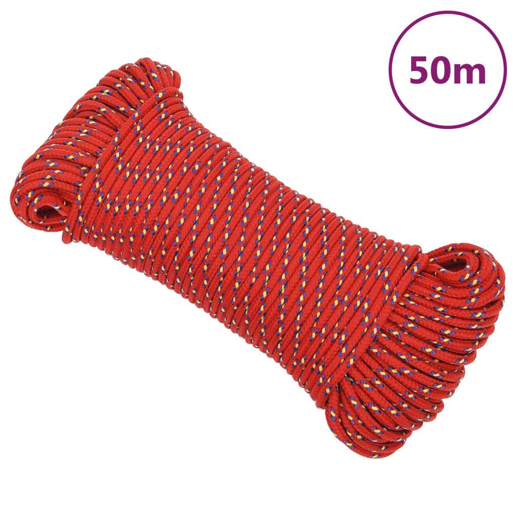 Boottouw 3 mm 50 m polypropyleen rood