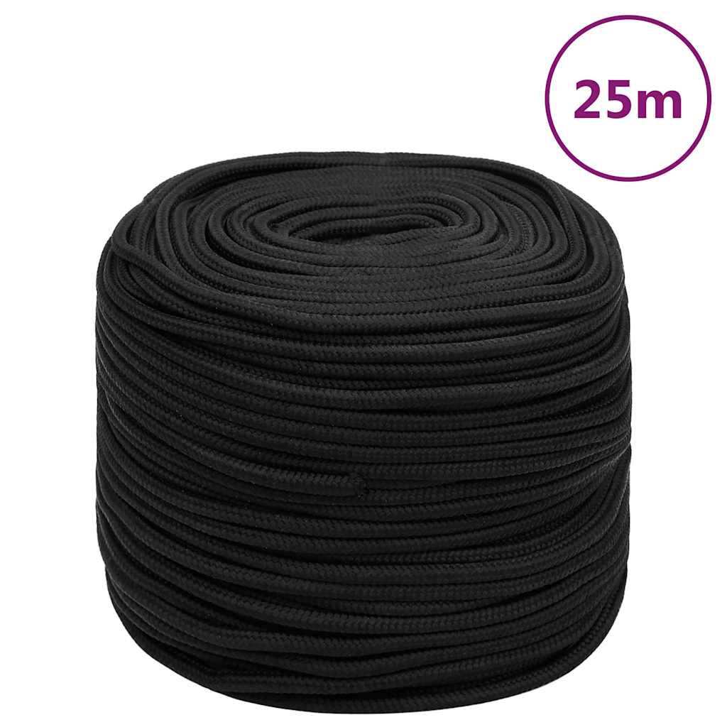 Boottouw 8 mm 25 m polypropeen zwart