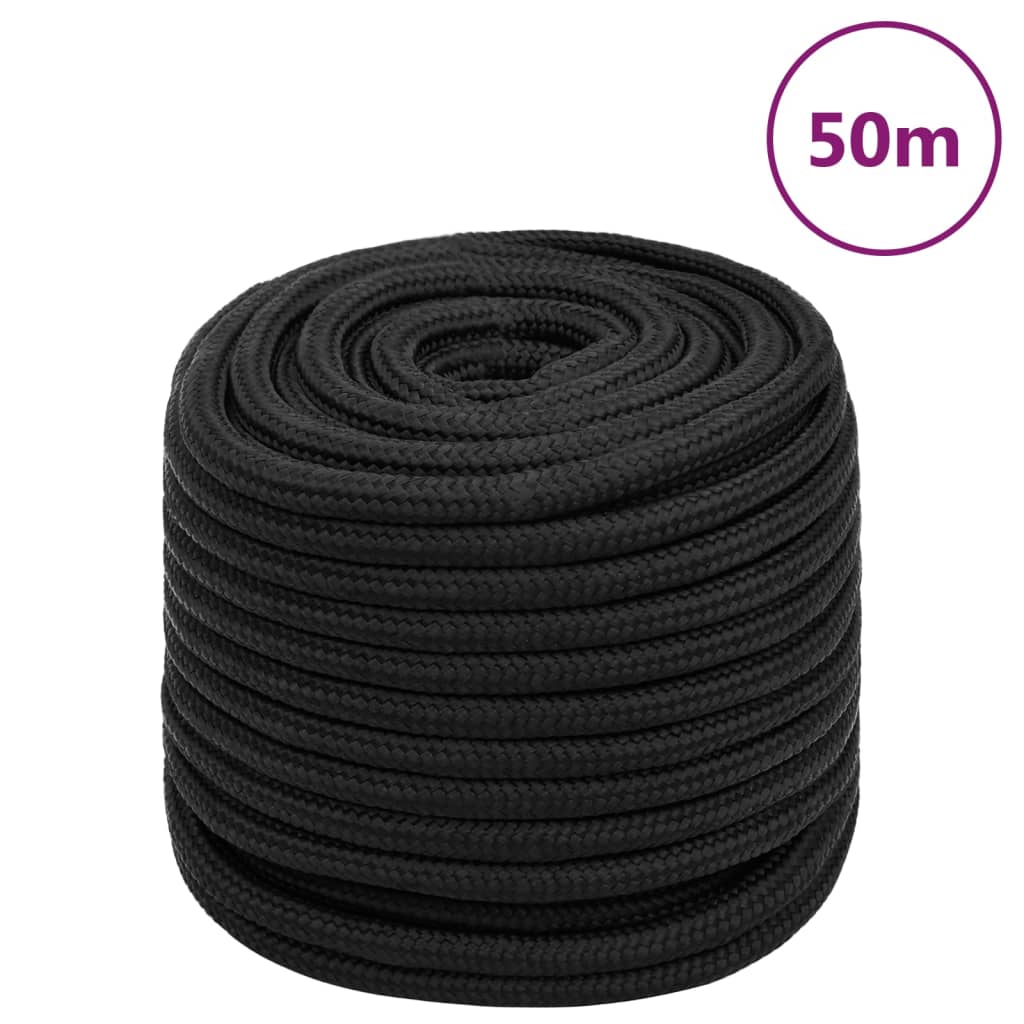 Boottouw 16 mm 50 m polypropeen zwart