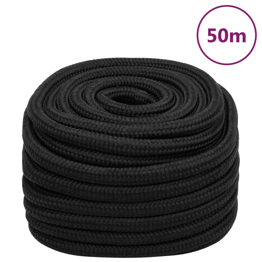 Boottouw 20 mm 50 m polypropeen zwart