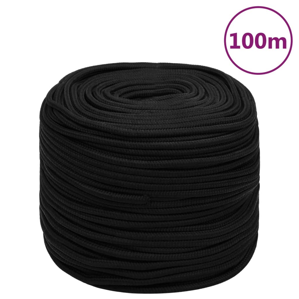 Werktouw 6 mm 100 m polyester zwart