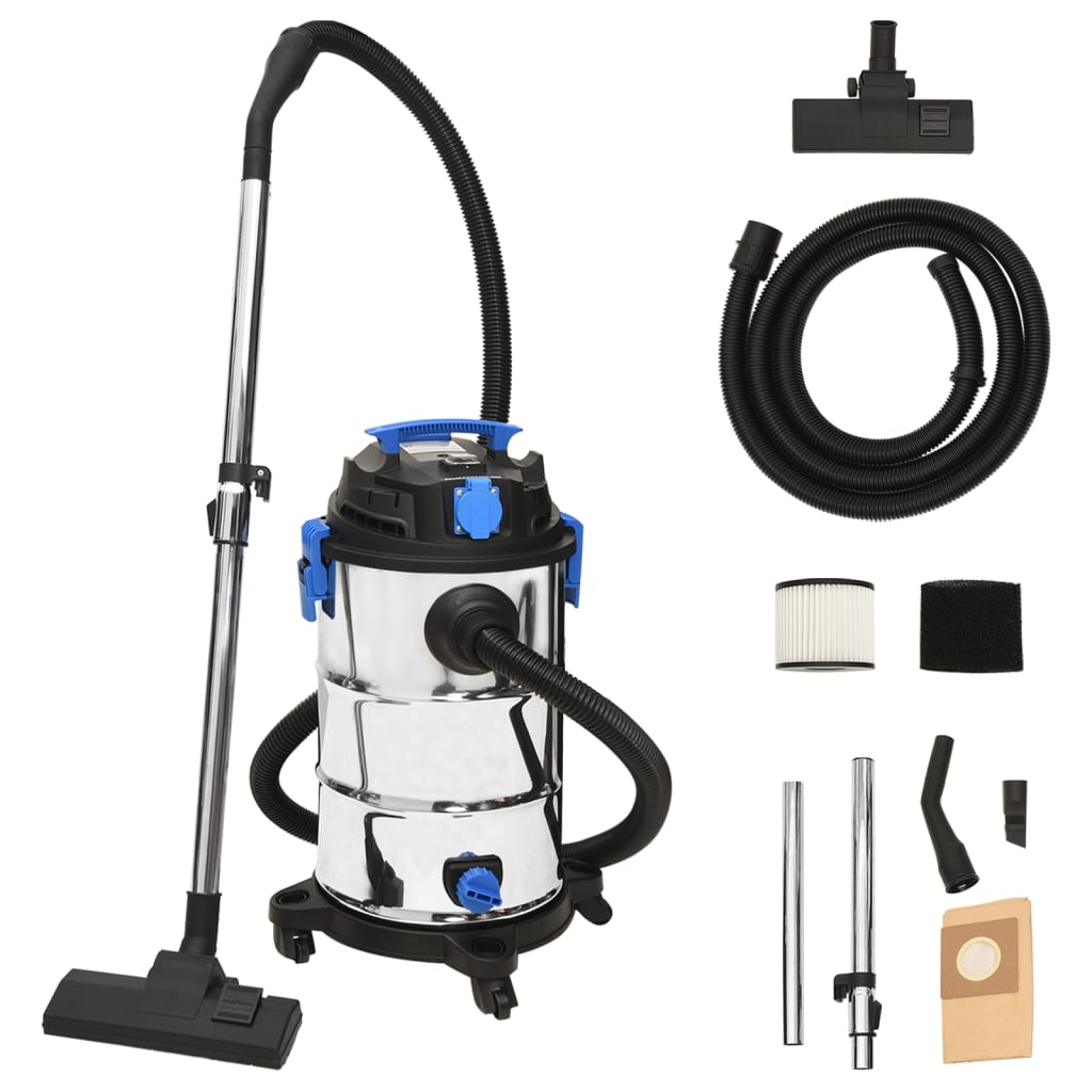 Nat- en droogzuiger 1200 W 30 L zilverkleurig