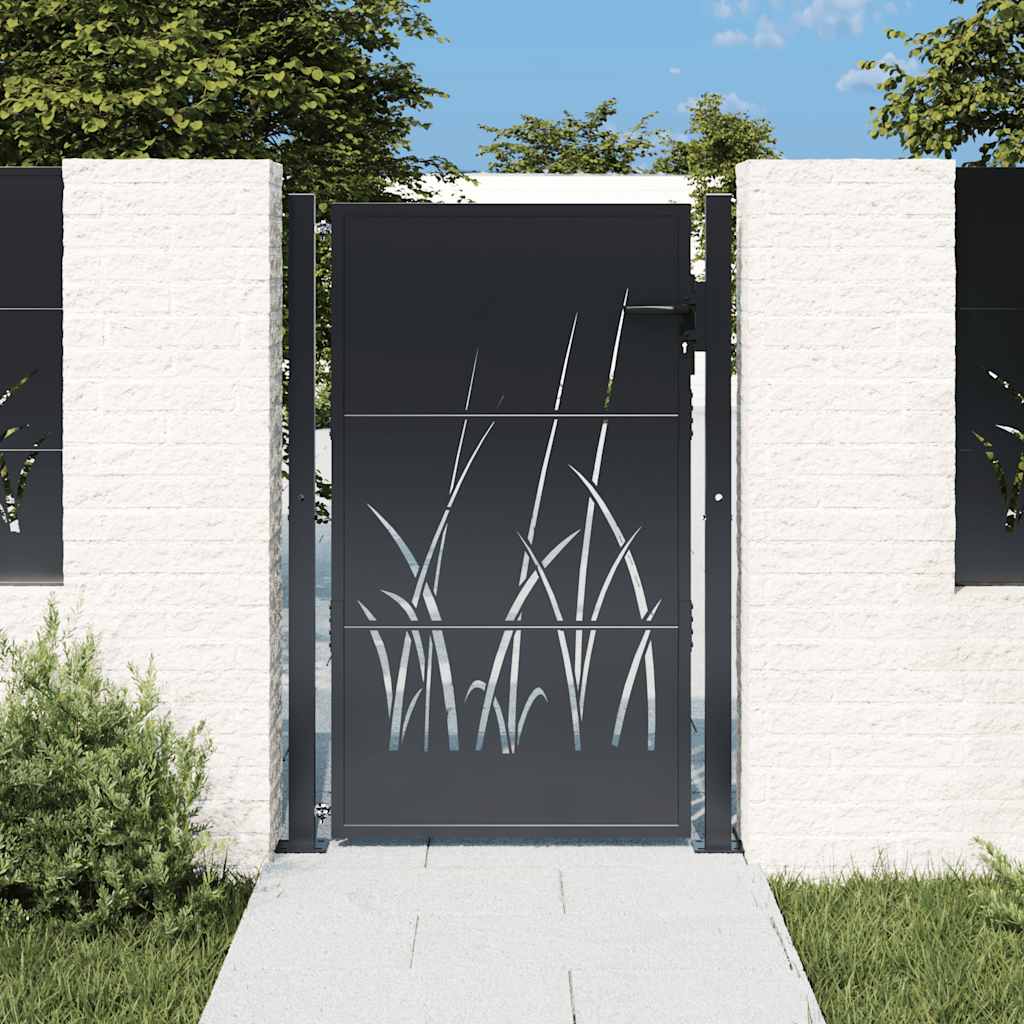 Poort 100x150 cm met grasontwerp staal antracietkleurig