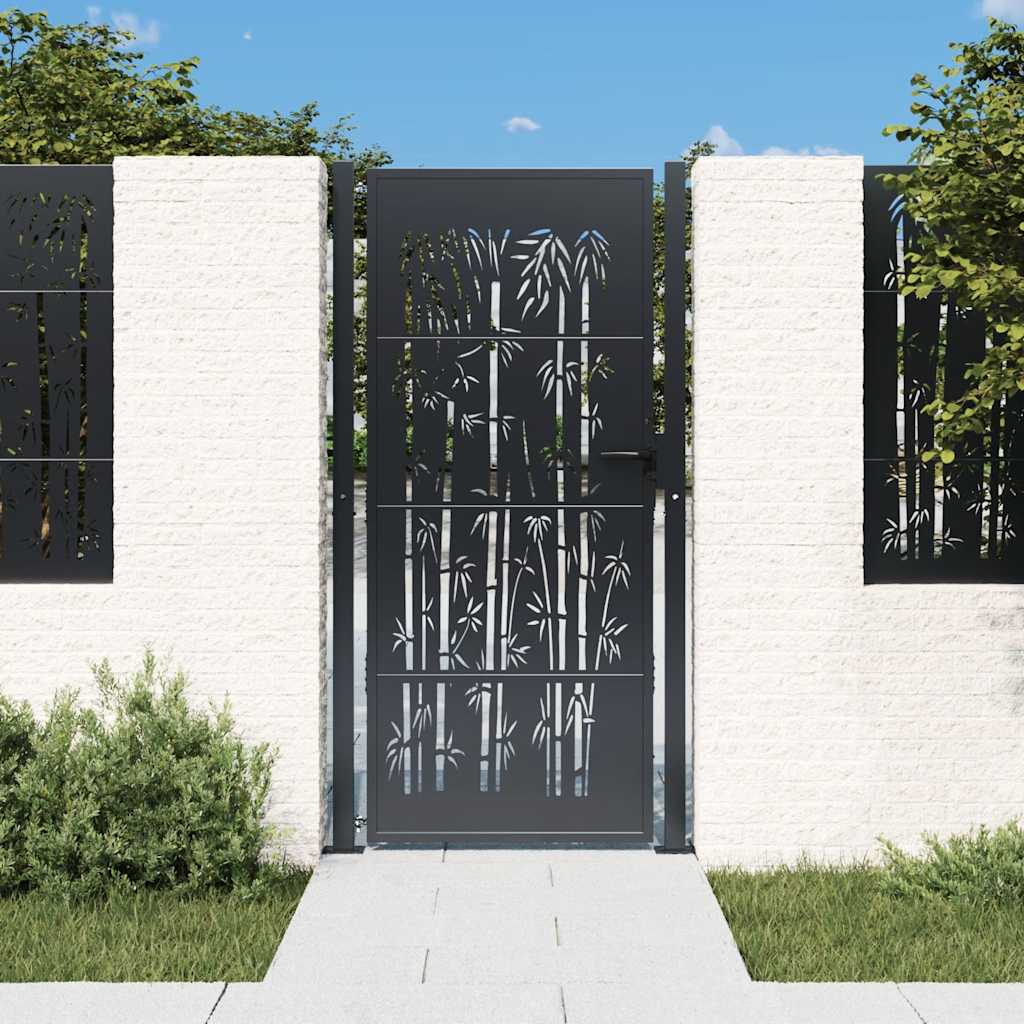 Poort met bamboe-ontwerp 100x200 cm staal antracietkleurig