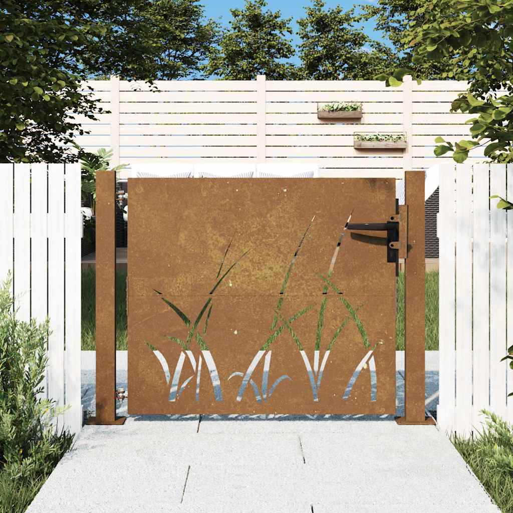 Poort 100x100 cm grasontwerp cortenstaal – afbeelding 1