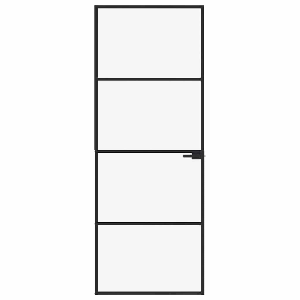 Binnendeur 76x201,5 cm gehard glas en aluminium smal zwart – afbeelding 3