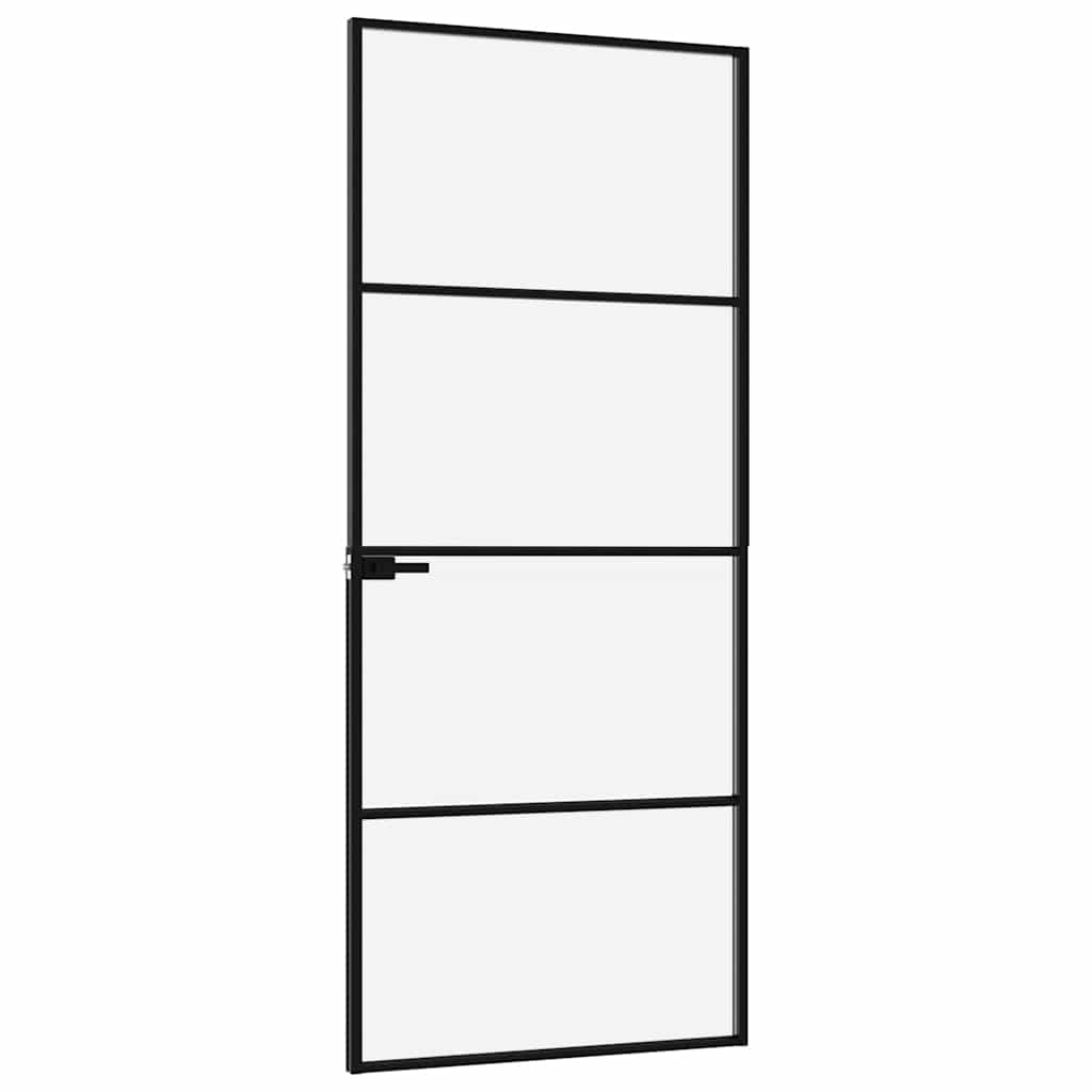 Binnendeur 76x201,5 cm gehard glas en aluminium smal zwart – afbeelding 4